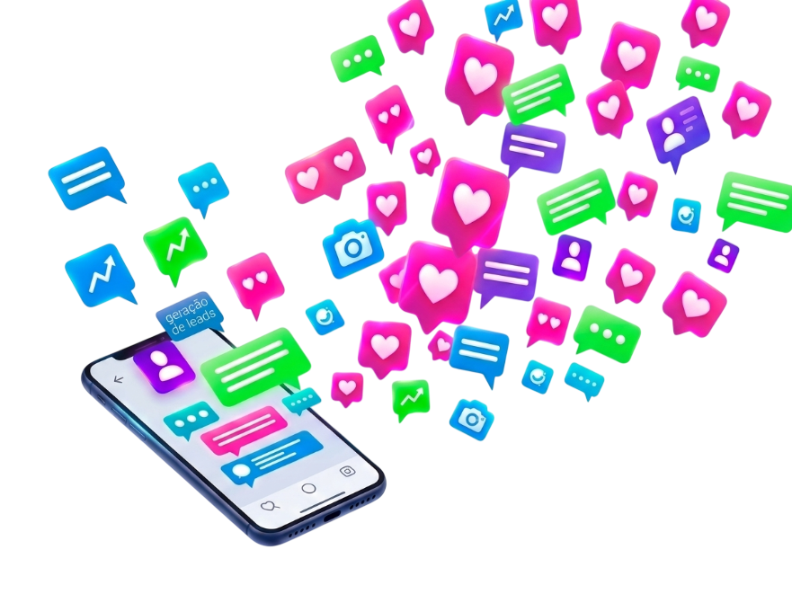 Celular com balões de mensagens do Instagram